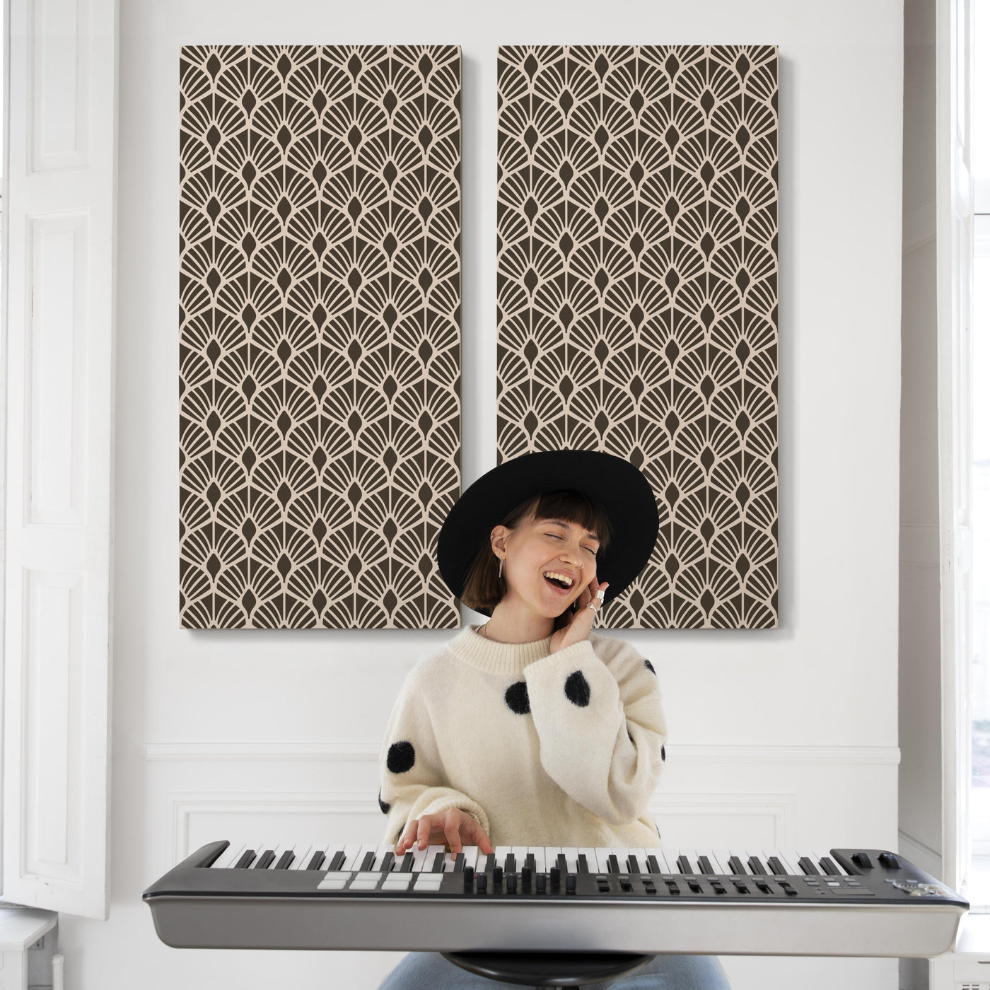 Acoustic Panel with Seashell Pattern – Art Deco Geometric Design for Sound Absorption and Echo Control - Additional Color Options