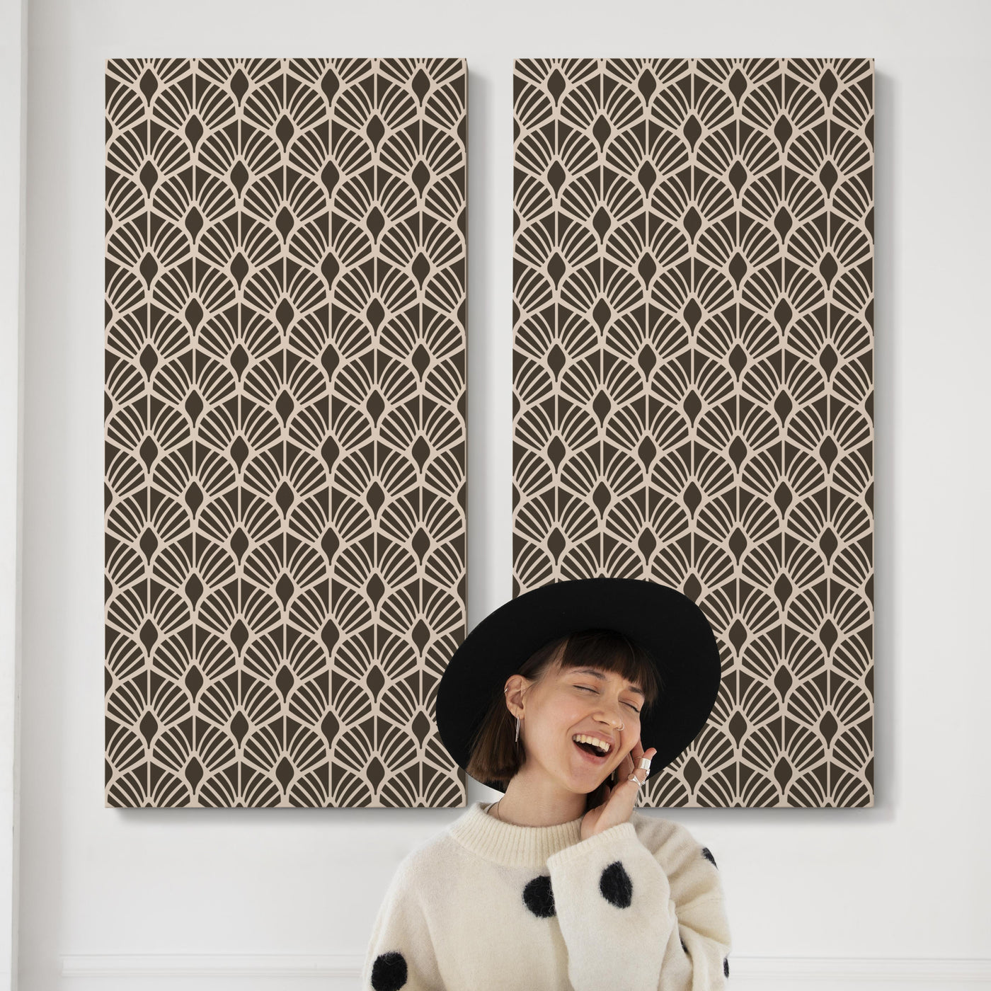 Acoustic Panel with Seashell Pattern – Art Deco Geometric Design for Sound Absorption and Echo Control - Additional Color Options
