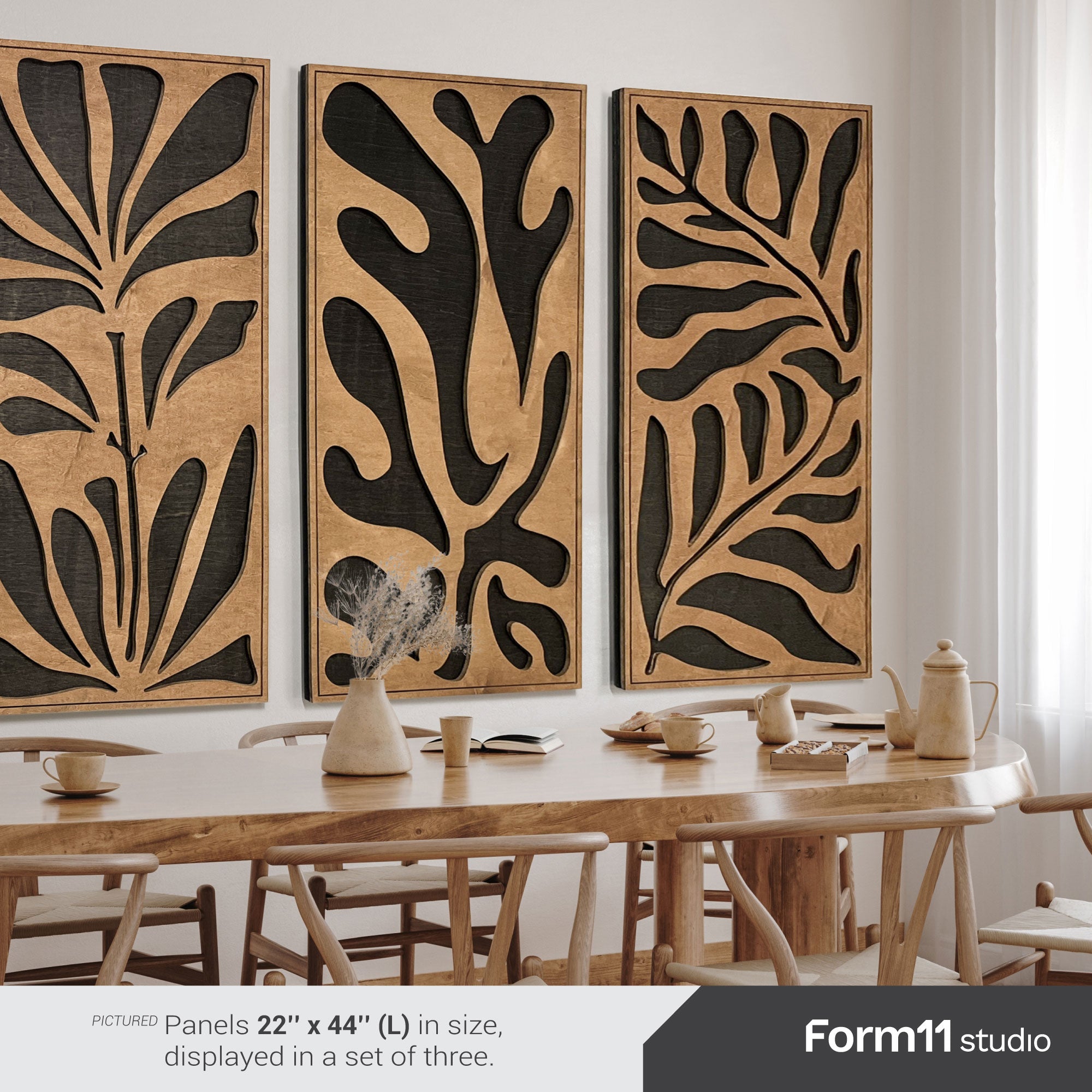 Botanical Leaf Wood Wall Art (Set of 3) - Form11Studio