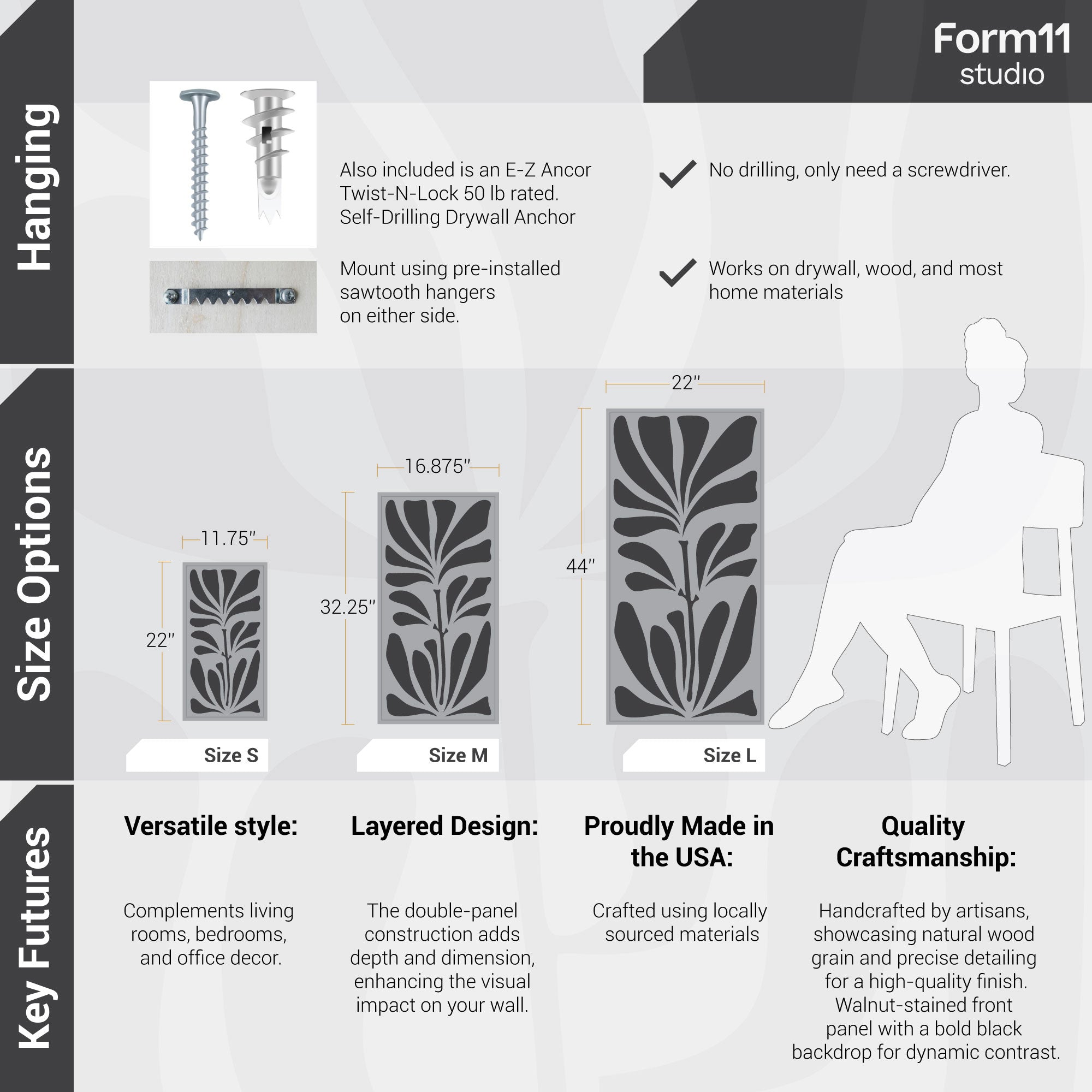 Botanical Leaf Wood Wall Art - Form11Studio