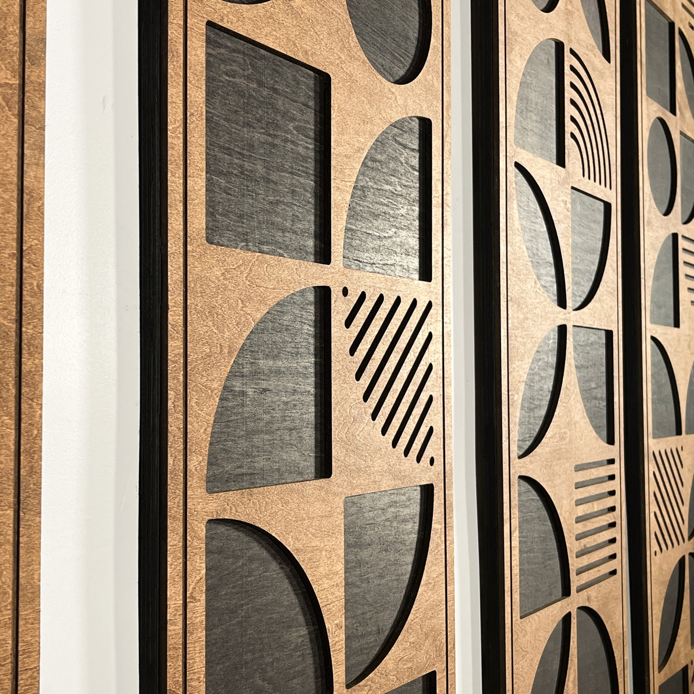 Geometric Shapes Wood Wall Art (Set of 4, 42.5" x 12" per panel) - Form11Studio