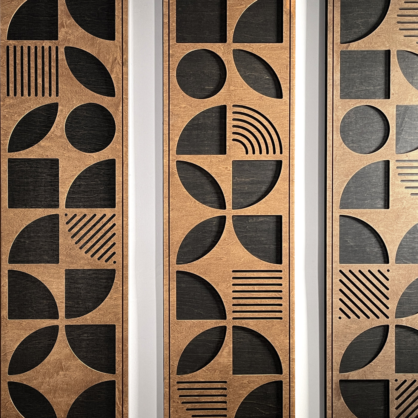 Geometric Shapes Wood Wall Art (Set of 4, 42.5" x 12" per panel) - Form11Studio