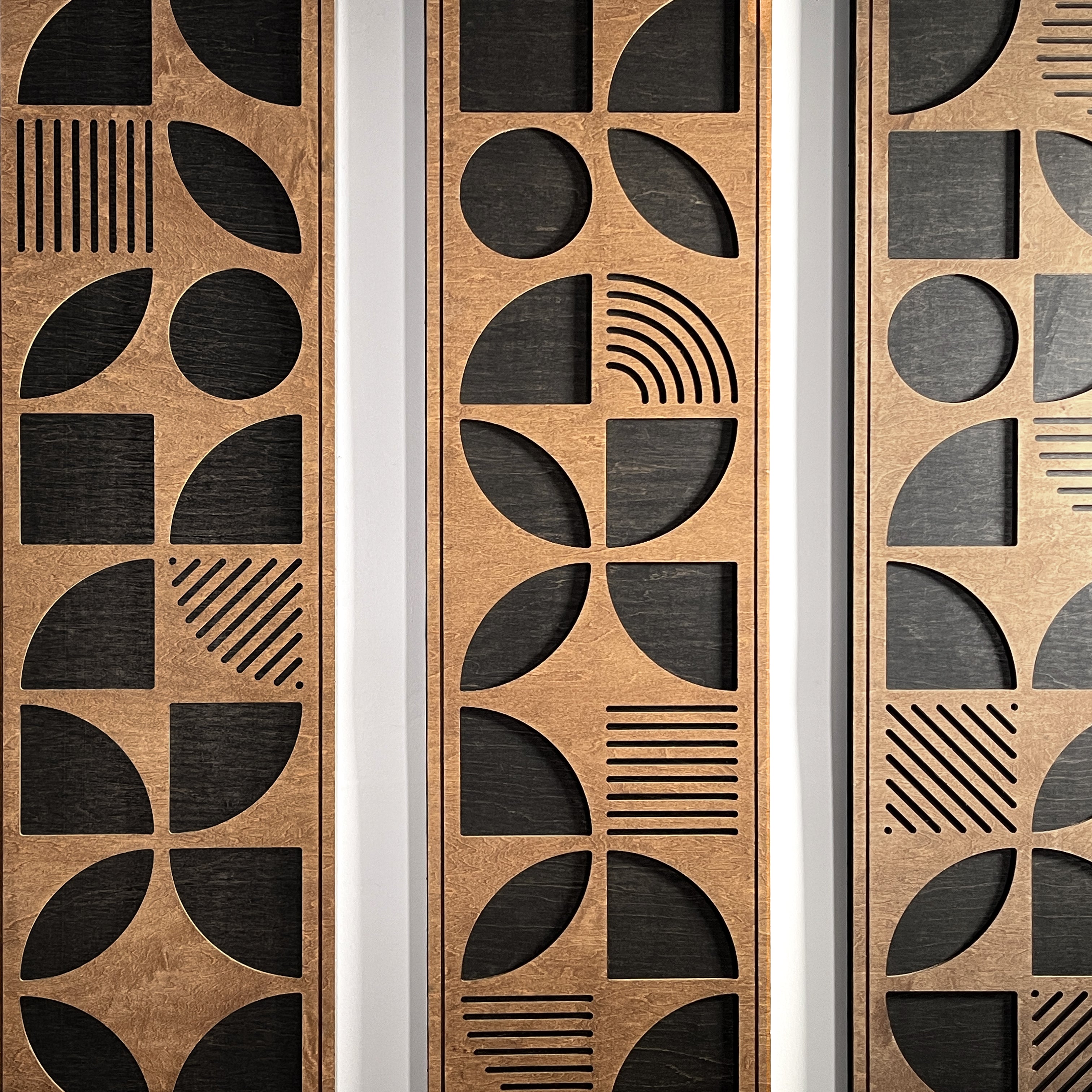 Geometric Shapes Wood Wall Art (Set of 4, 42.5" x 12" per panel) - Form11Studio
