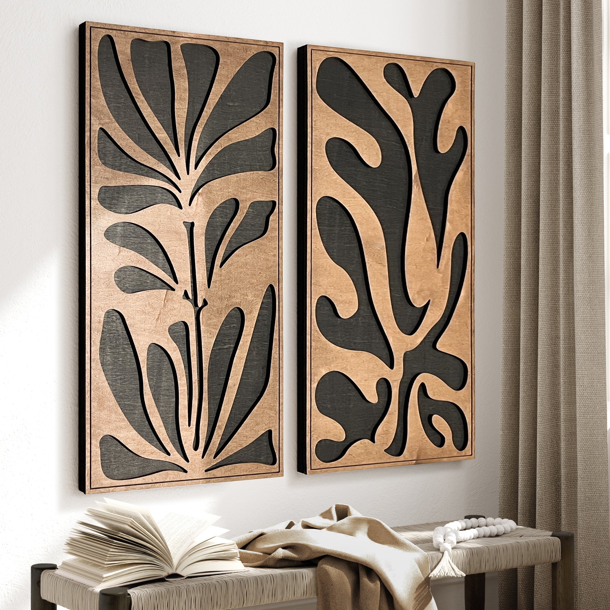 Botanical Leaf Wood Wall Art (Set of 2) - Form11Studio