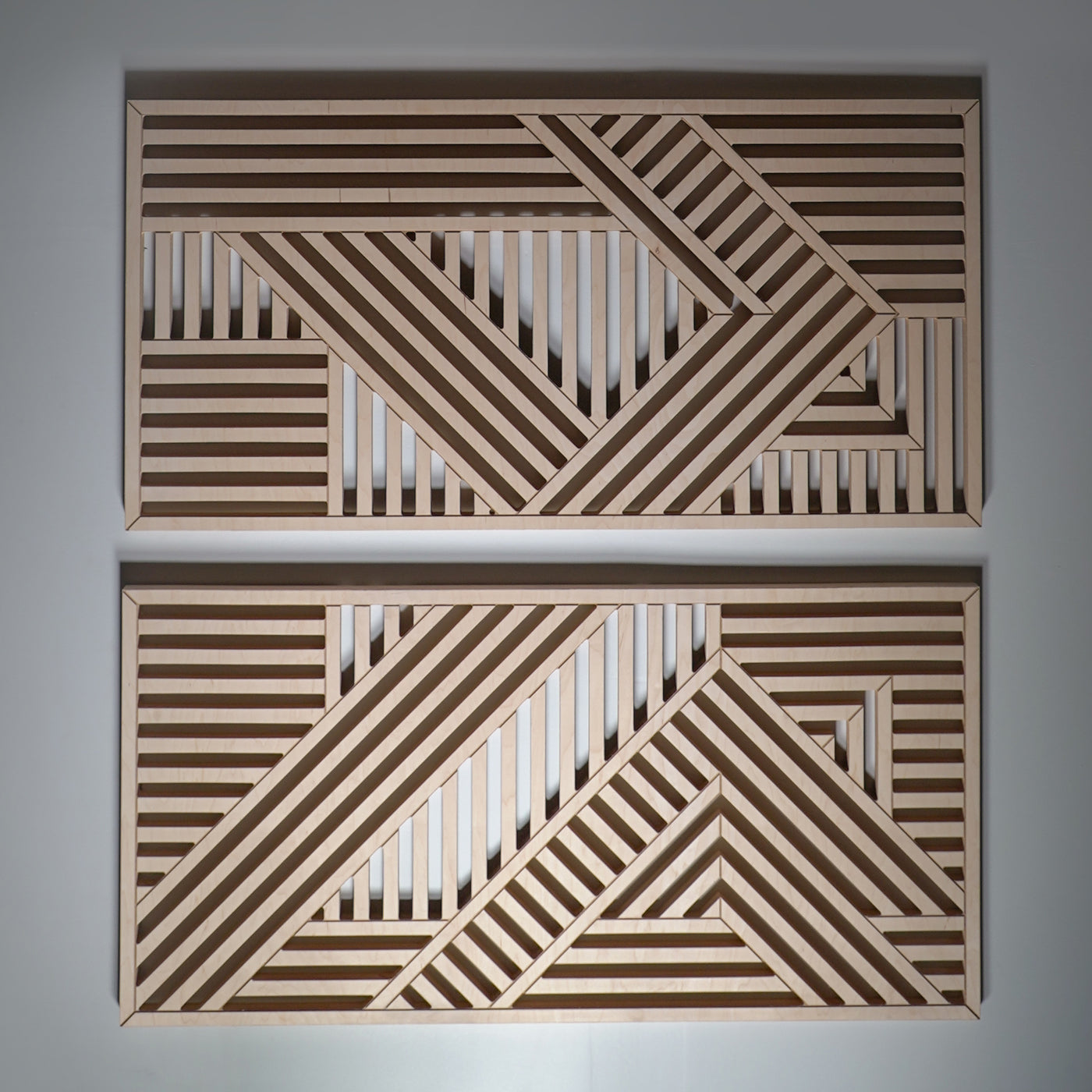 Modern Geometric Cutouts Wood Wall Art (Set of 2, 22" x 44" per panel) - Form11Studio