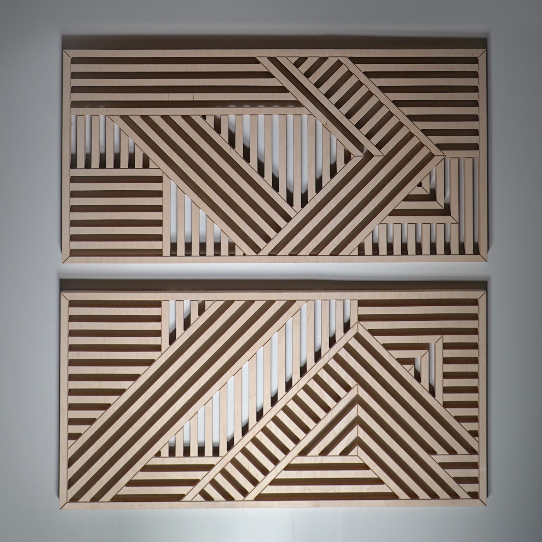Modern Geometric Cutouts Wood Wall Art (Set of 2, 22" x 44" per panel) - Form11Studio