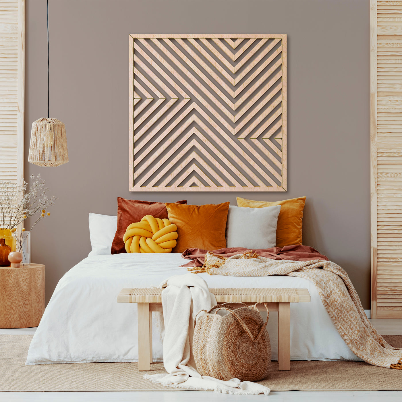 Modern Maple Geometric Wood Wall Art – Abstract Decorative Wall Hanging for Home, Ideal for Home, Office & Living Room Decor