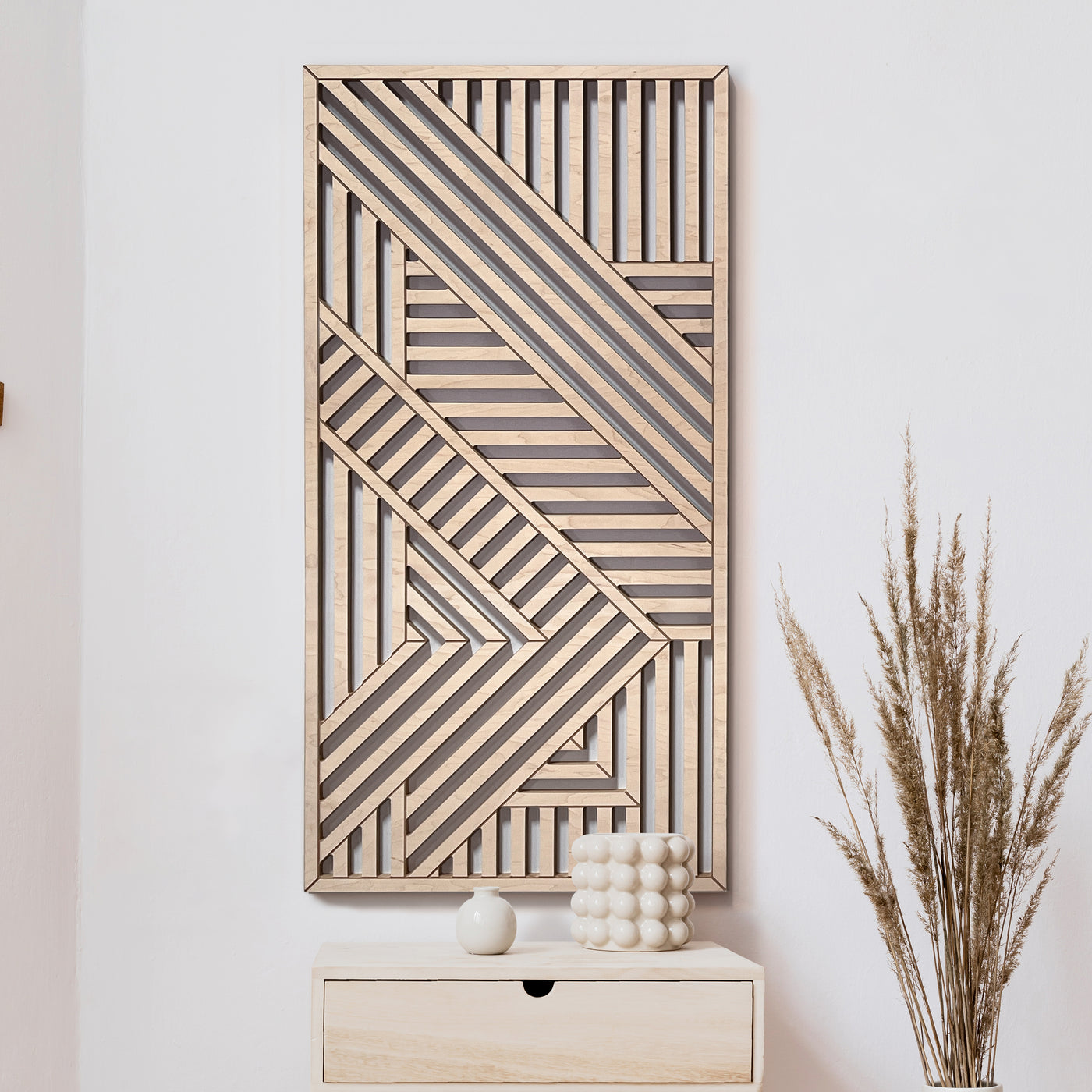 Geometric Cutouts Wood Wall Art (44" x 22") - Form11Studio