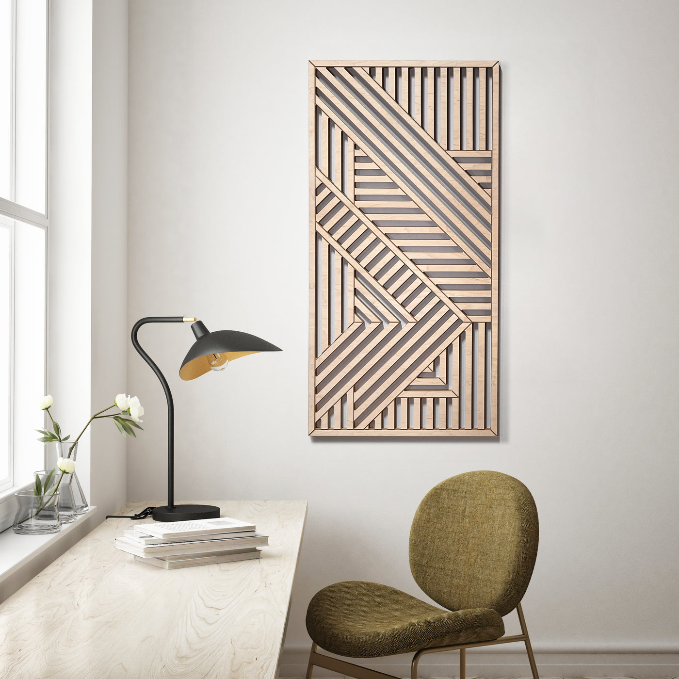 Geometric Cutouts Wood Wall Art (44" x 22") - Form11Studio