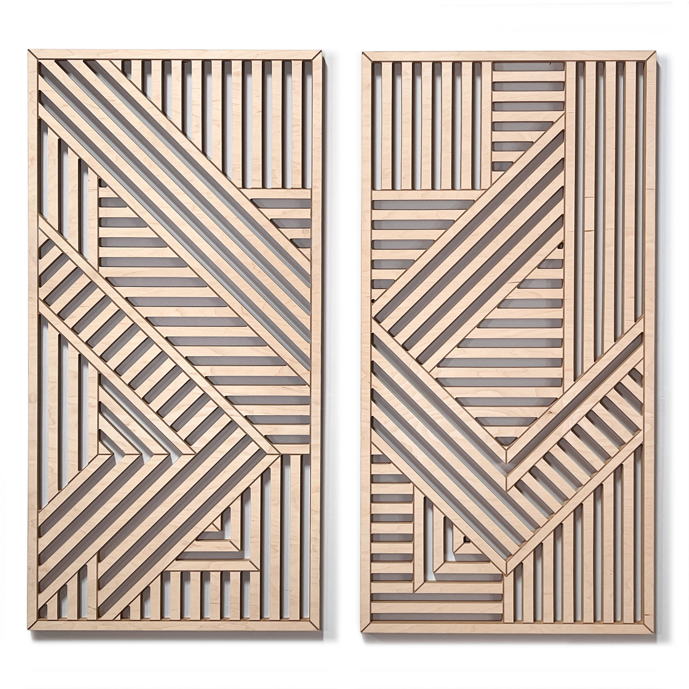 Geometric Cutouts Wood Wall Art (Set of 2, 44" x 22" per panel)) - Form11Studio