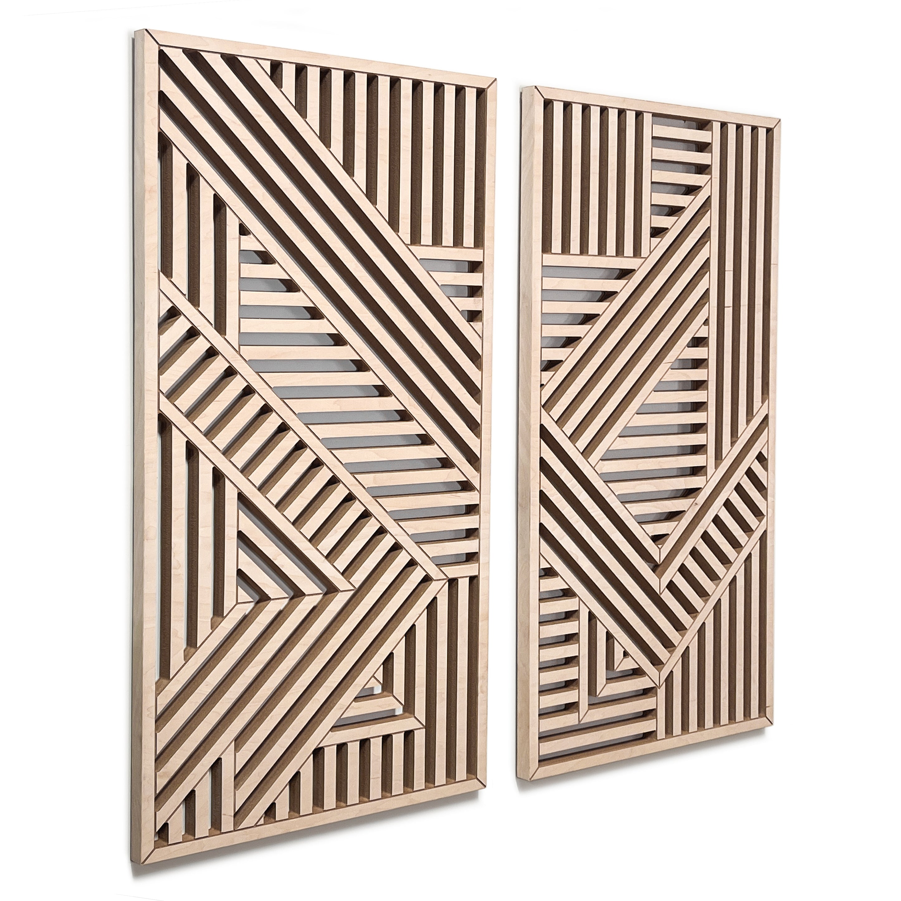 Geometric Cutouts Wood Wall Art (Set of 2, 44" x 22" per panel)) - Form11Studio