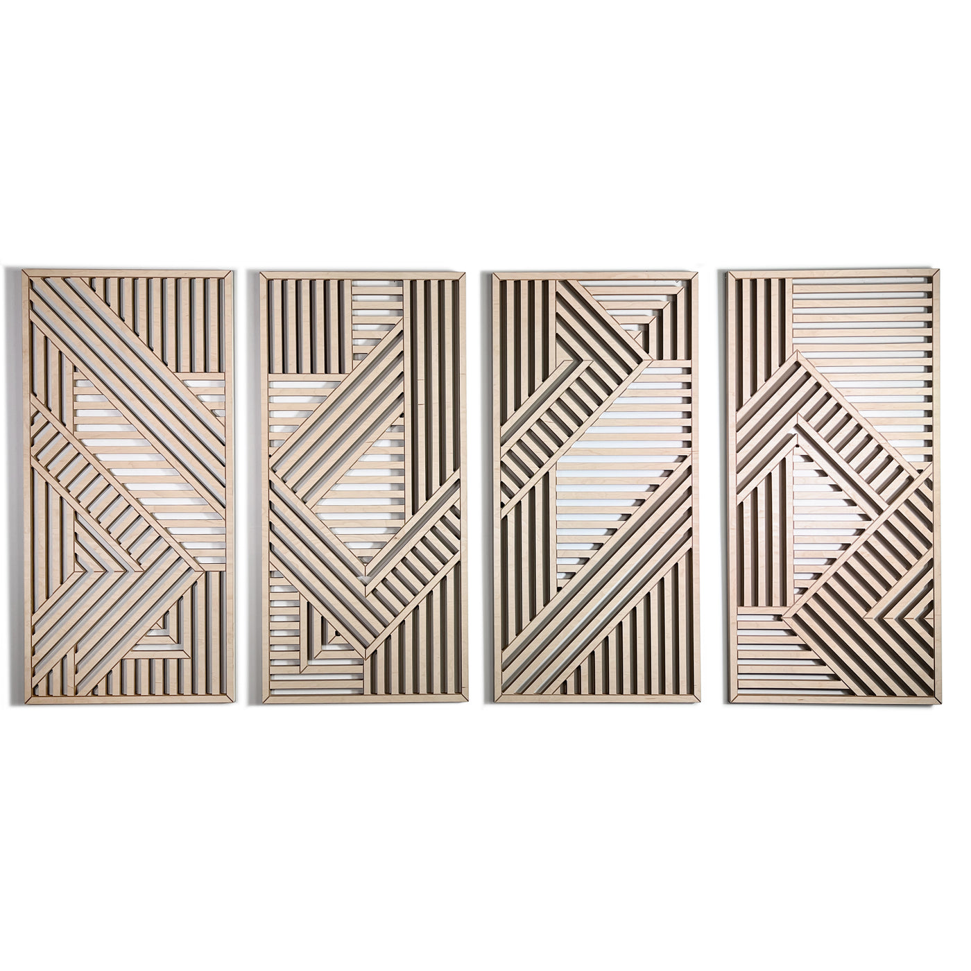 Geometric Cutouts Wood Wall Art (Set of 4, 44" x 22" per panel)) - Form11Studio