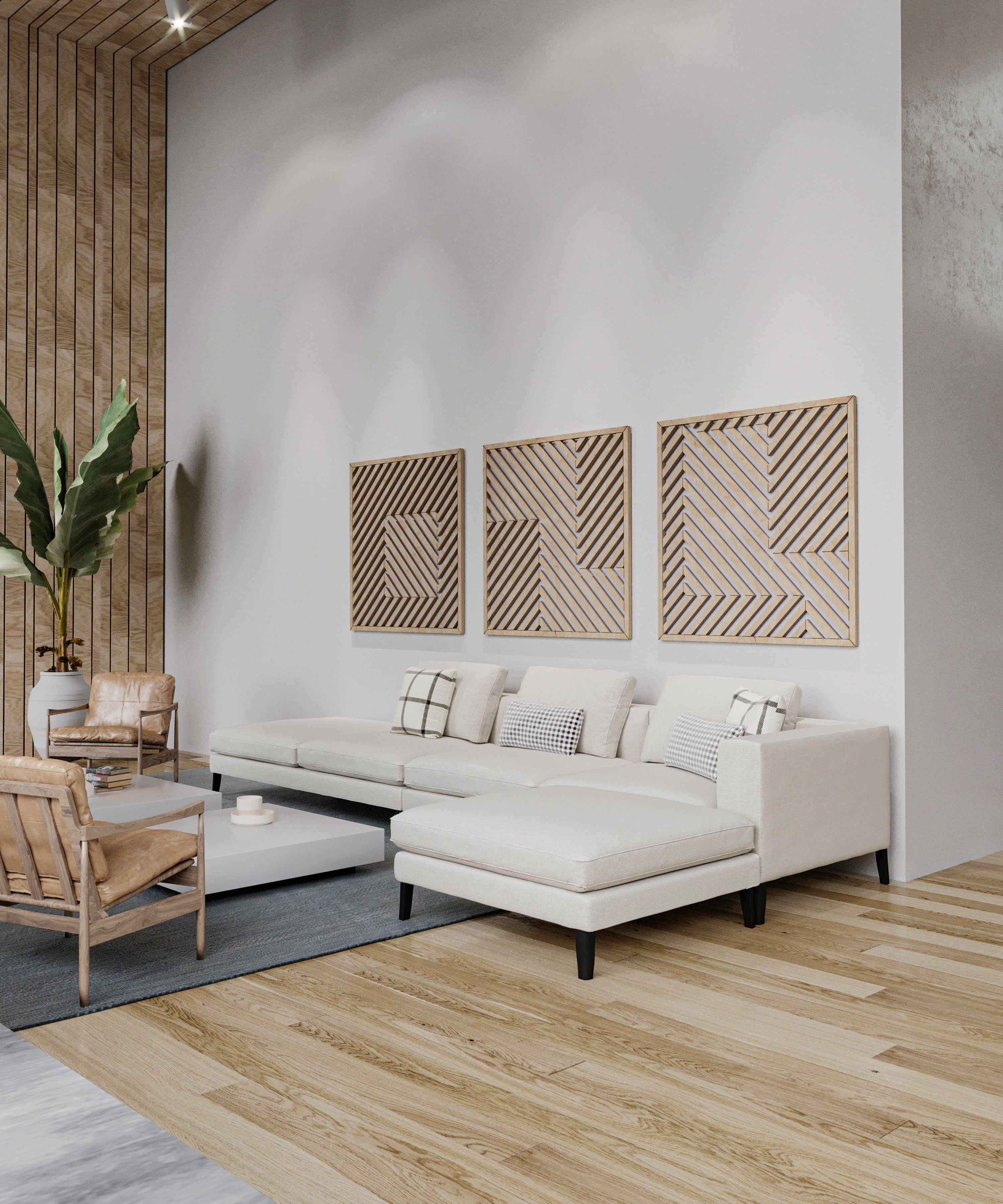 Modern Geometric Wood Wall Art (Set of 3) - Form11Studio