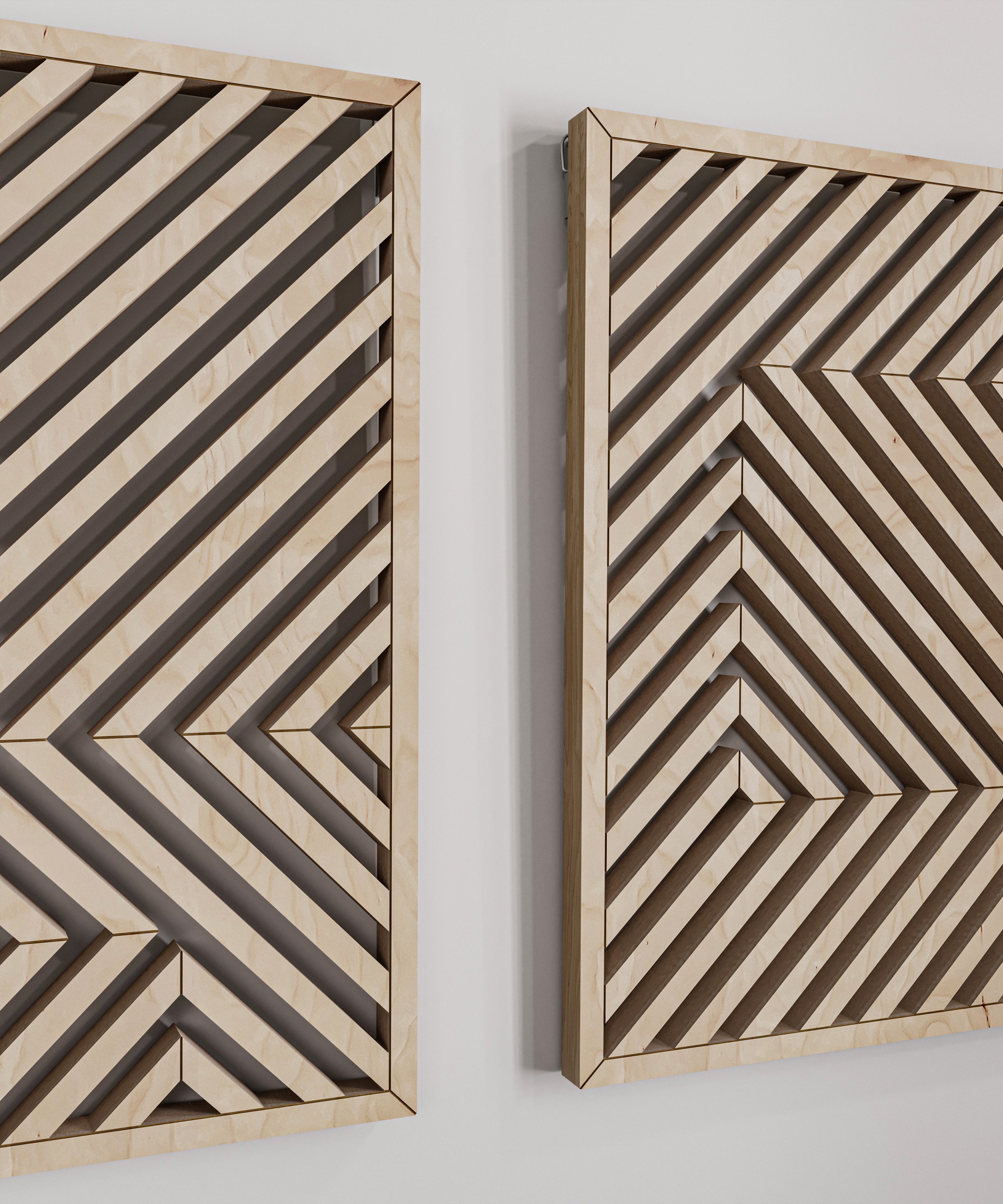 Modern Geometric Wood Wall Art (Set of 4) - Form11Studio