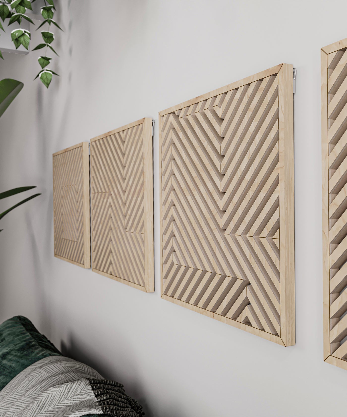 Modern Geometric Wood Wall Art (Set of 4) - Form11Studio