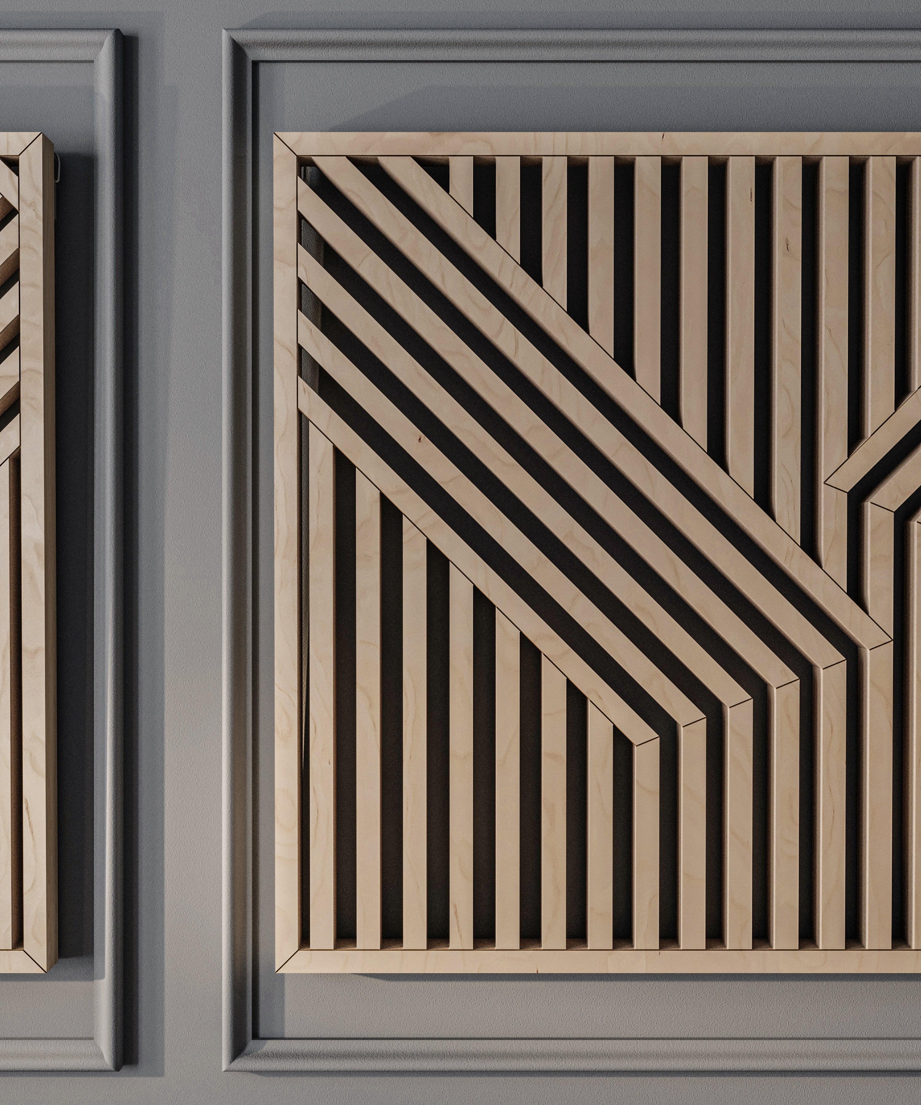 Maple Wood Wall Art Set of 3 – Modern Geometric & Abstract Decorative Panels, Accent Art for Home, Office, Living Room