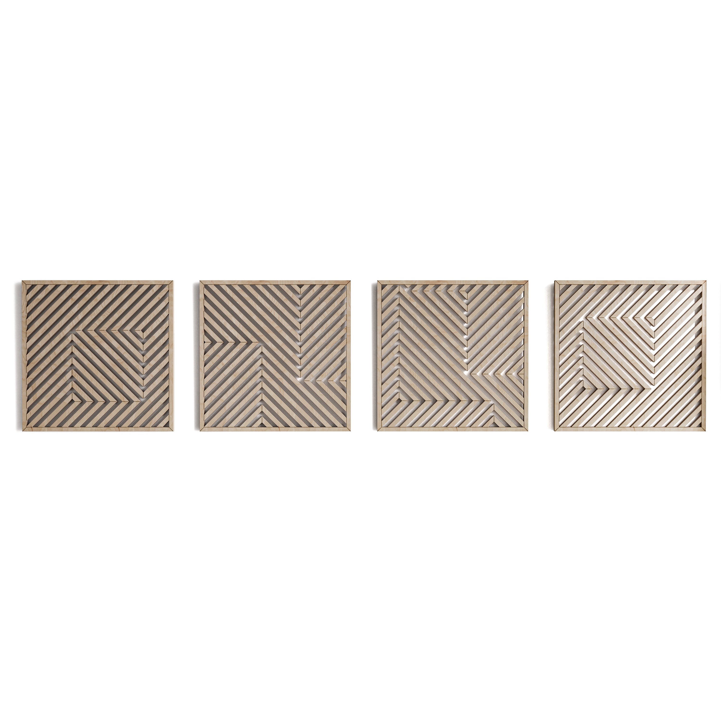 Modern Geometric Wood Wall Art (Set of 4) - Form11Studio