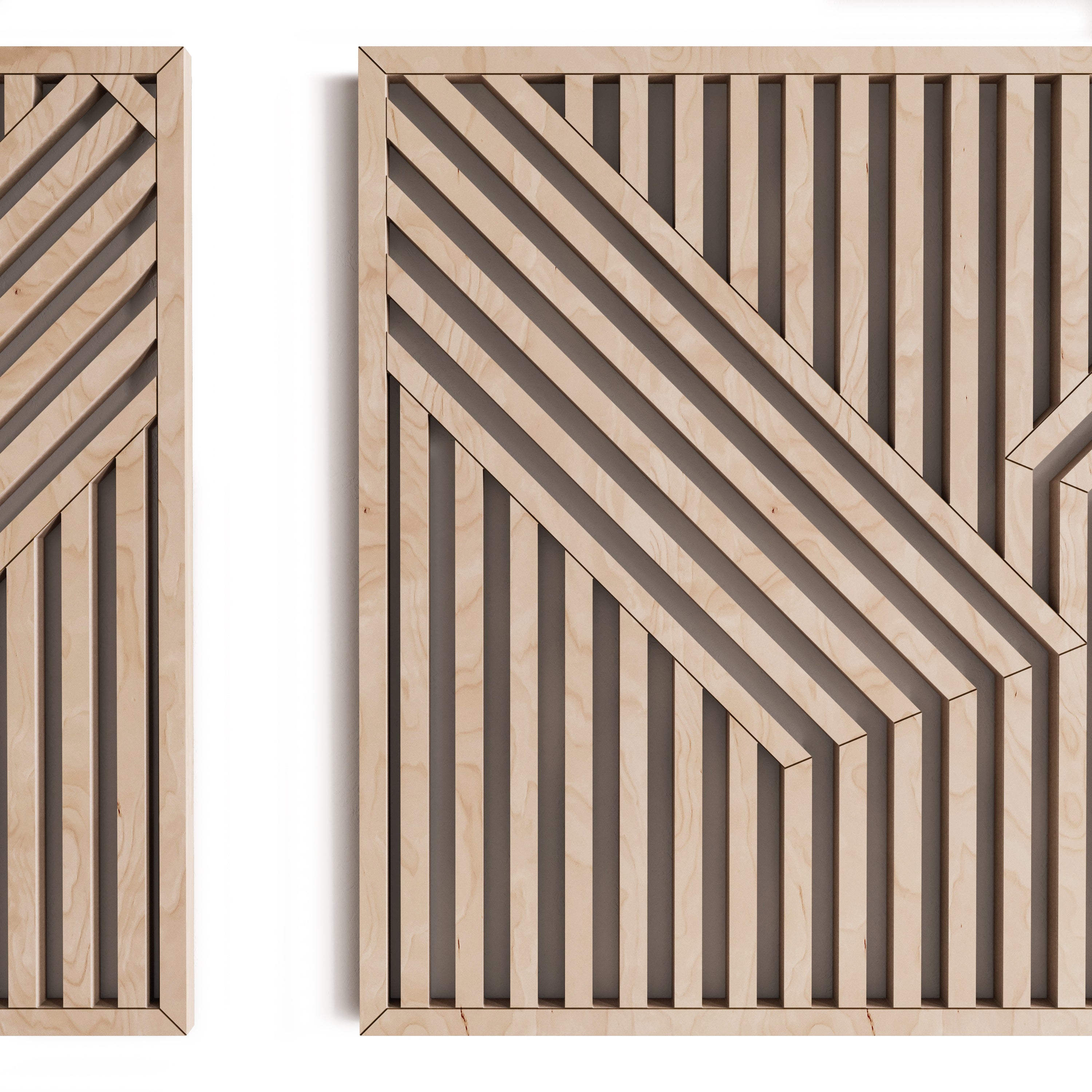 Maple Wood Wall Art Set of 3 – Modern Geometric & Abstract Decorative Panels, Accent Art for Home, Office, Living Room