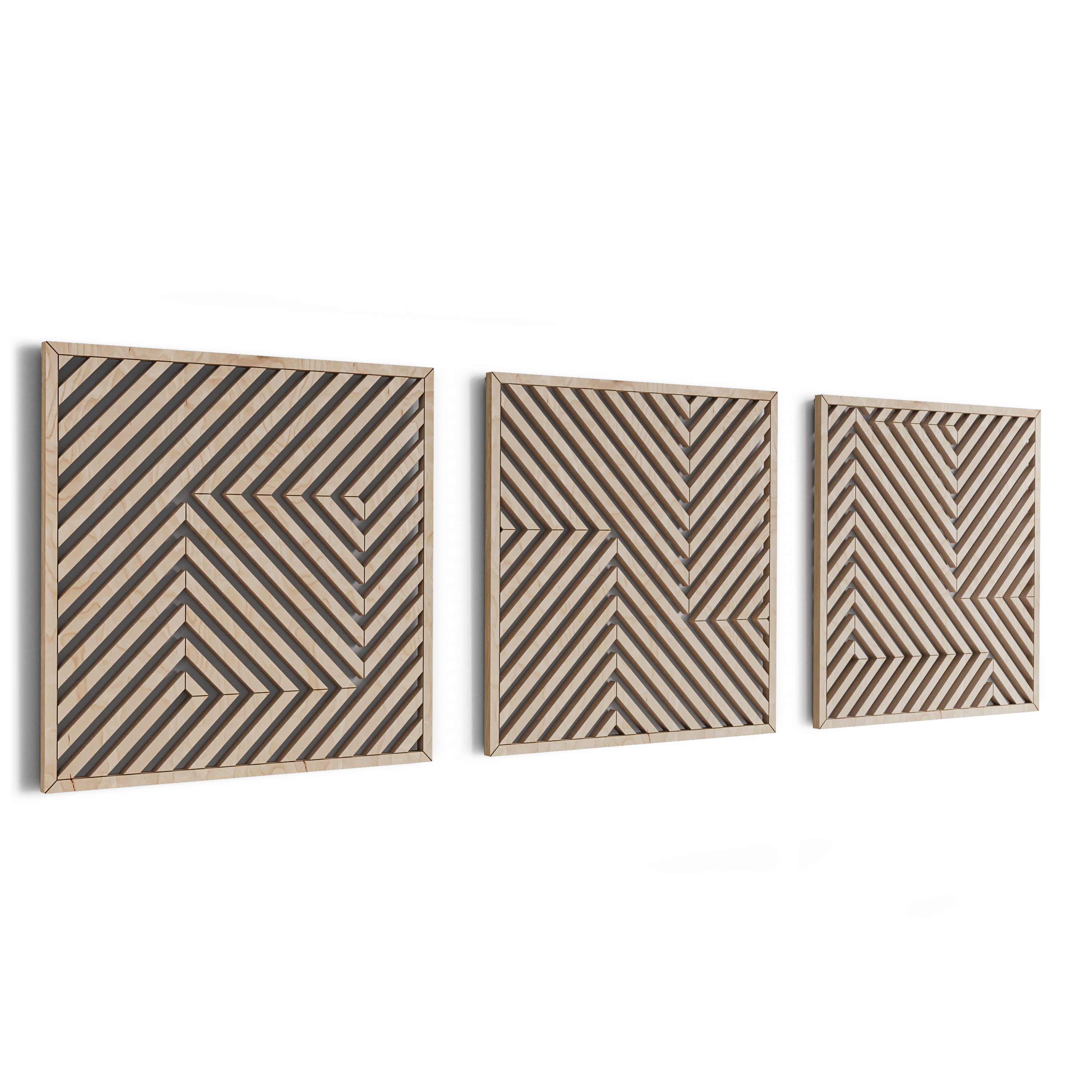 Modern Geometric Wood Wall Art (Set of 3) - Form11Studio