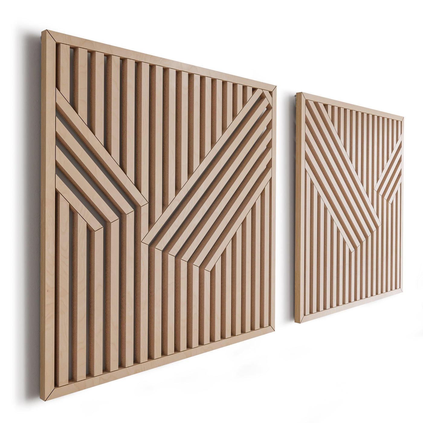 Rustic Maple Wood Wall Art Set of 2 – Geometric Abstract Decorative Panels & Wall Hangings for Contemporary Home, Office & Living Room Decor