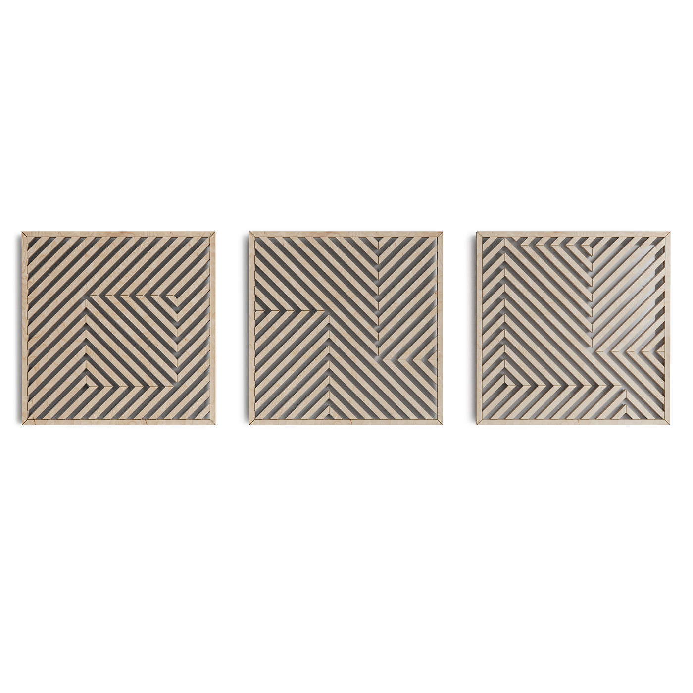 Modern Geometric Wood Wall Art (Set of 3) - Form11Studio