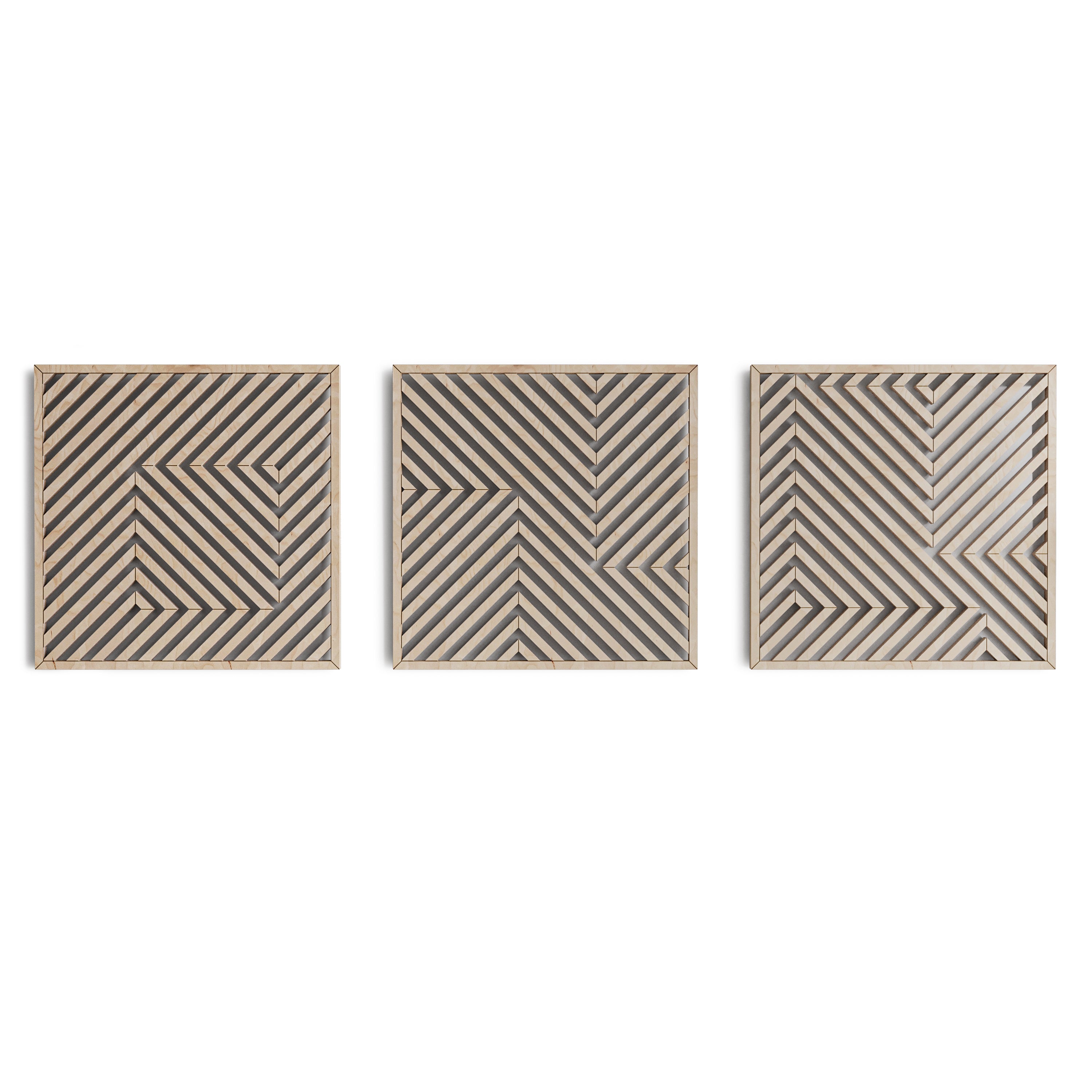 Modern Geometric Wood Wall Art (Set of 3) - Form11Studio