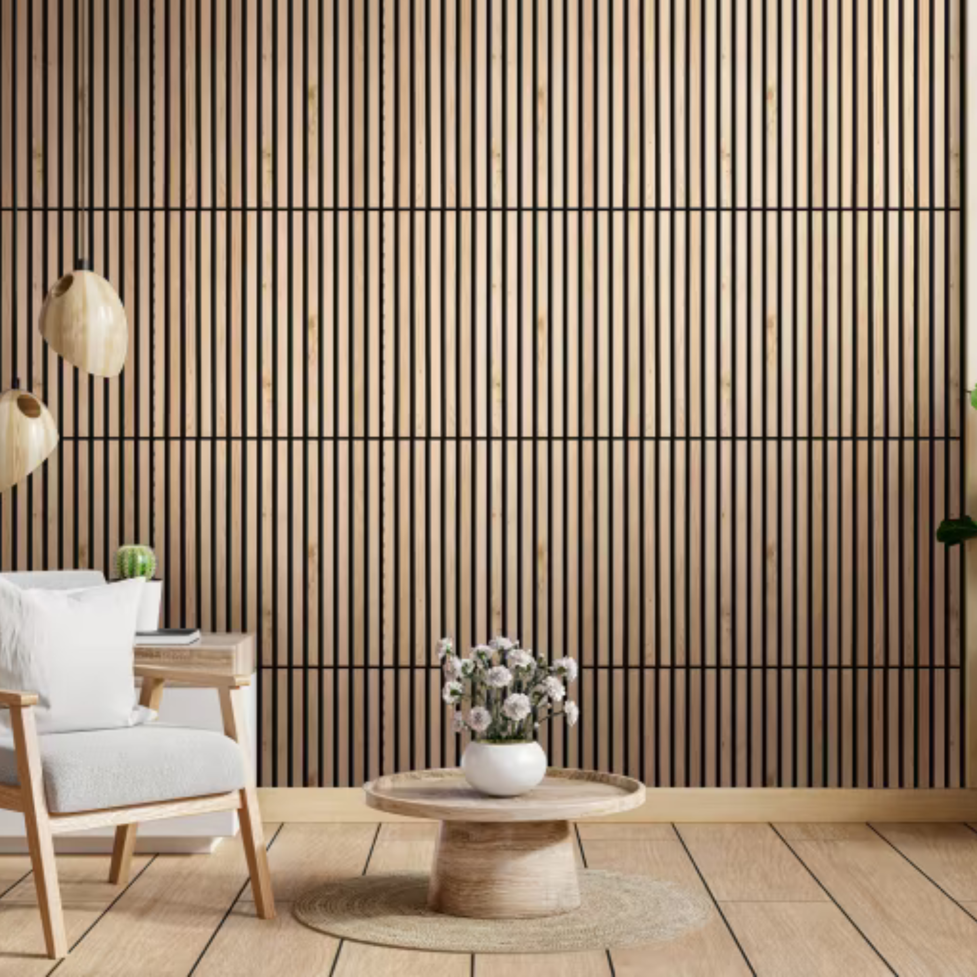 Wood Slat Acoustic Panel in an office